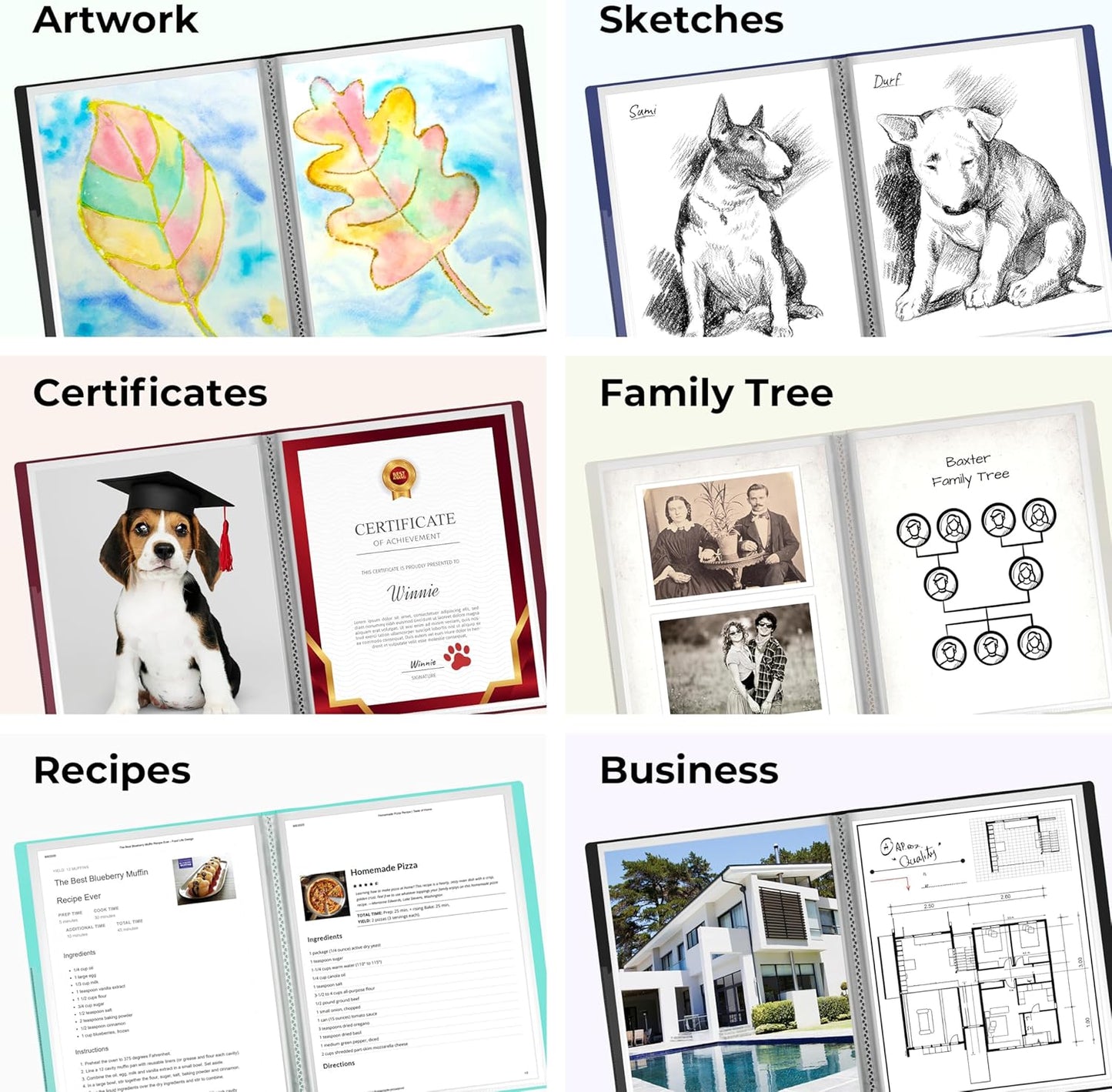 Dunwell Presentation Binder 48-Pocket, Displays 96 Pages, 8.5x11 Portfolio Binder with Plastic Sleeves, Storage and Organizer for Documents, Photos, Kids Artwork, Projects, Recipes (Aqua)