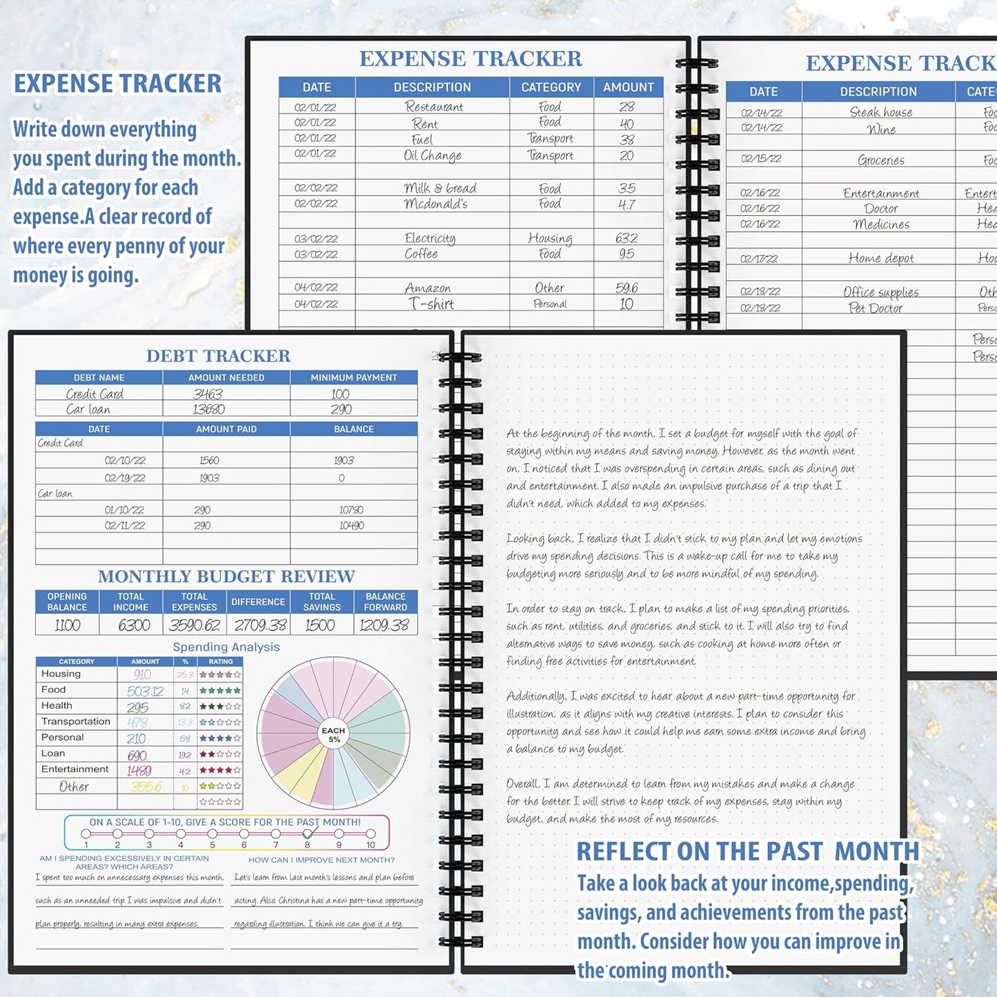 Budget Planner - Monthly Finance Organizer with Expense Tracker Notebook to Manage Your Money Effectively, Undated Finance Planner/Account Book, Start Anytimem,A5(8.6x5.9 inchs),100gsm Paper - Golden