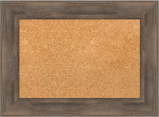 Amanti Art Natural Cork Board for Wall, 17x23 Vision Board with Brown Wood Frame, Small Corkboard Office Decor for Home Organization, Country Rustic Corkboard Pinboard to Display Items for Home