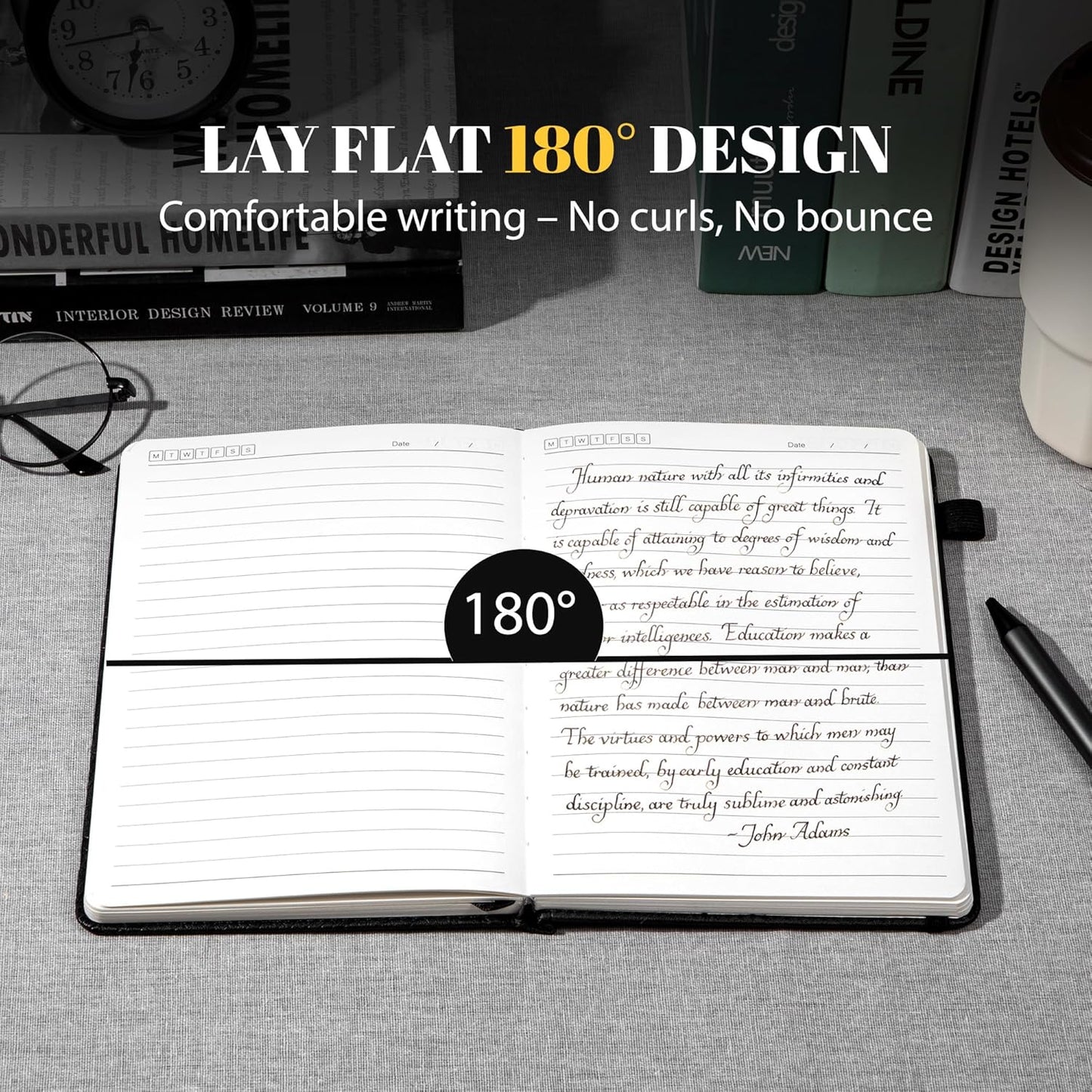 CAGIE Lined Journal for Men Women, Tree Growth Ring Leather Bound Journal Notebook, 256 Pages 100 GSM Journals for Writing, A5 Hardcover Journaling Notebooks,2 Pack (Brown & Black)