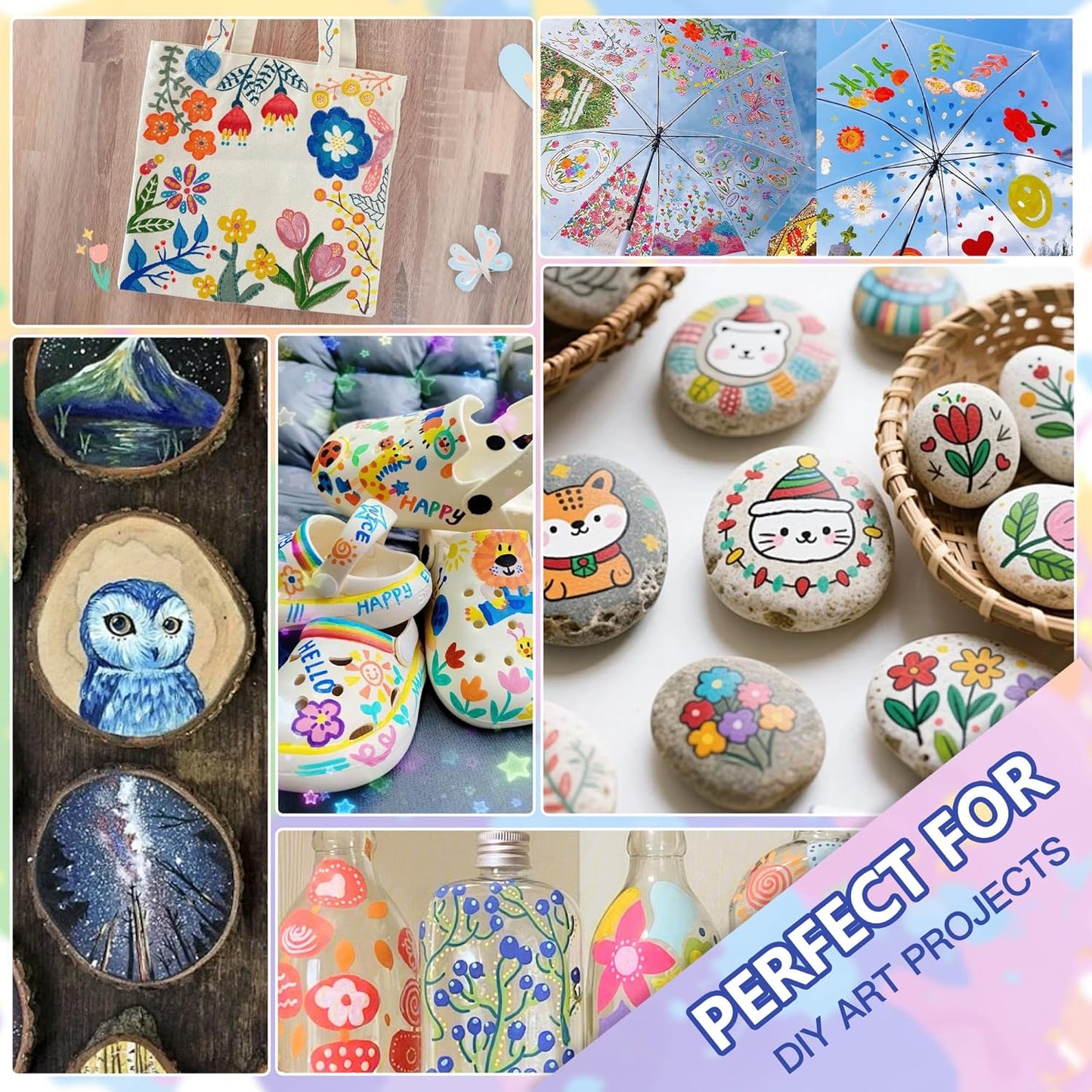 72 Dual Tip Acrylic Paint Markers, Double Color Acrylic Paint Pens for Rock Painting, Ceramic, Stone, Wood, Canvas, Stone, DIY Art Supplies