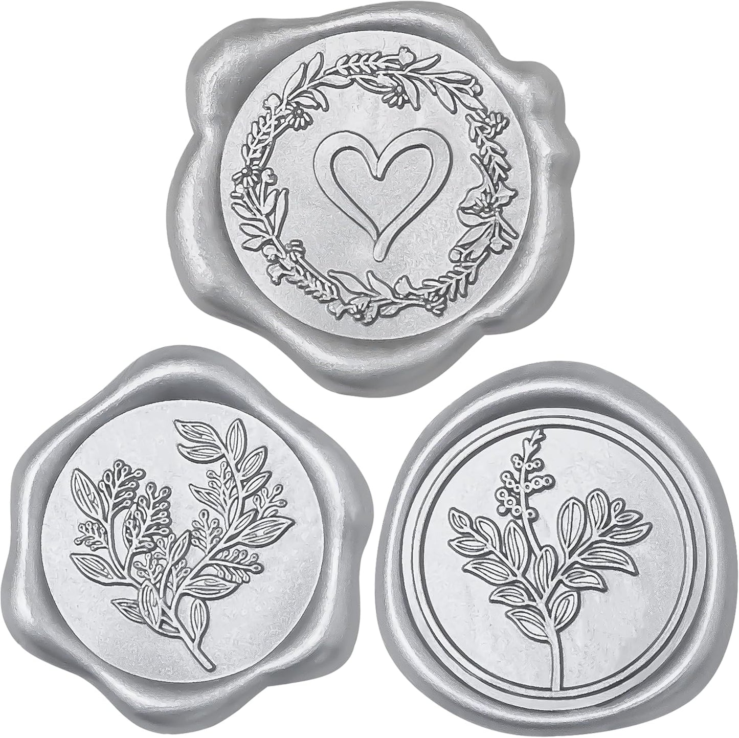 60 Pcs Silver Wax Seal Stickers Self-Adhesive Envelope Seals Stamp Stickers, Perfect for Wedding Invitations Seating Chart Christmas Gift Wrapping 3 Designs in 1 Pack