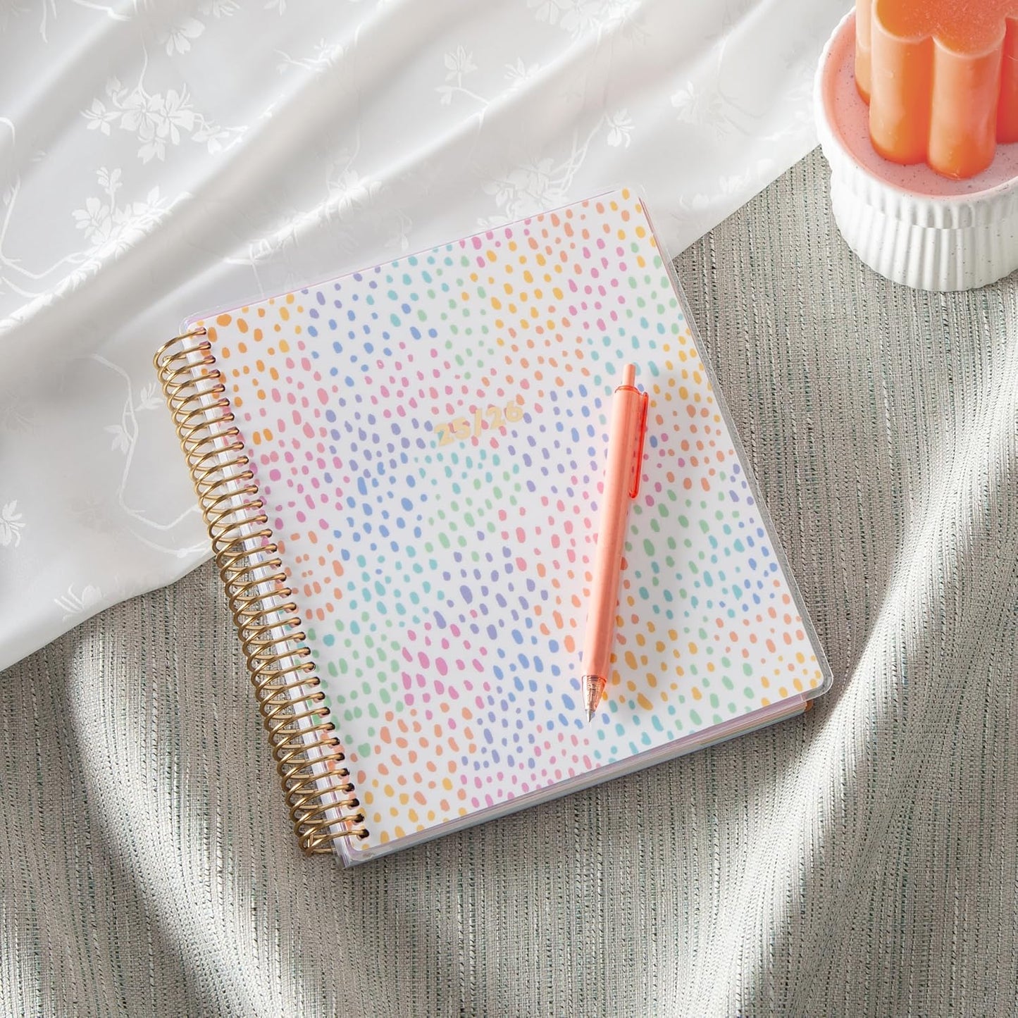 Blue Sky Livewell 2025-2026 Weekly and Monthly Academic Year Planner Calendar, July 2025 - June 2026, 7" x 9", Flexible Cover, Wirebound, Laminated Tabs, Storage Pocket, Includes Stickers, Rainbow