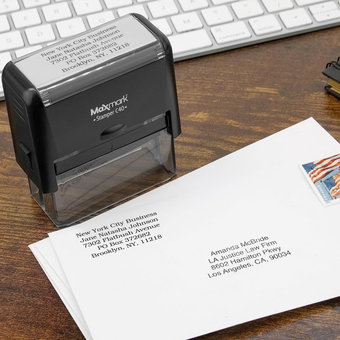 Custom Self Inking Rubber Stamp - Up to 4 Lines of Text - Choose from 15 Ink Colors - Medium Size