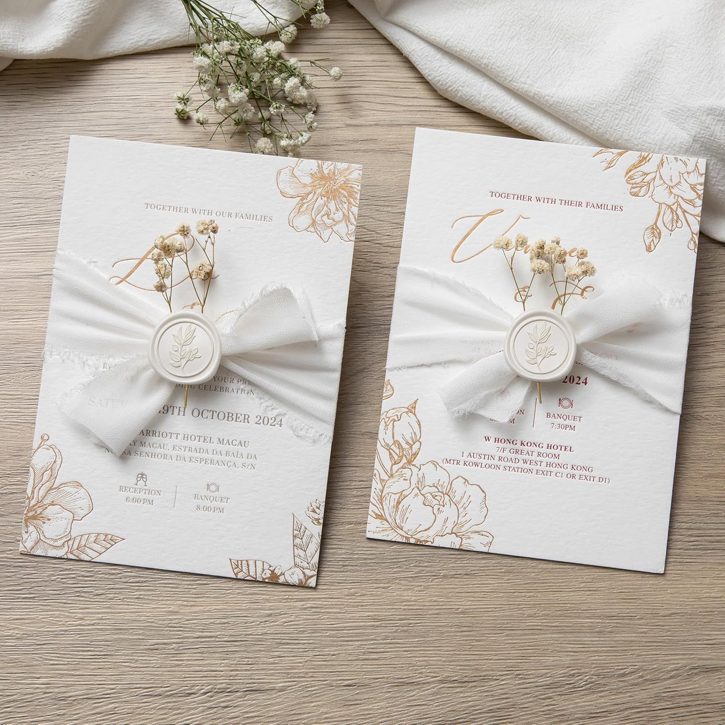 PONATIA Ivory Wax Seal Stickers - Wedding Envelope Seal Stickers, 50 Pcs Self- Adhesive Wax Seals, Perfect for Invitation Cards, Christmas Cards, Gift Wrapping, Party Menu Decor