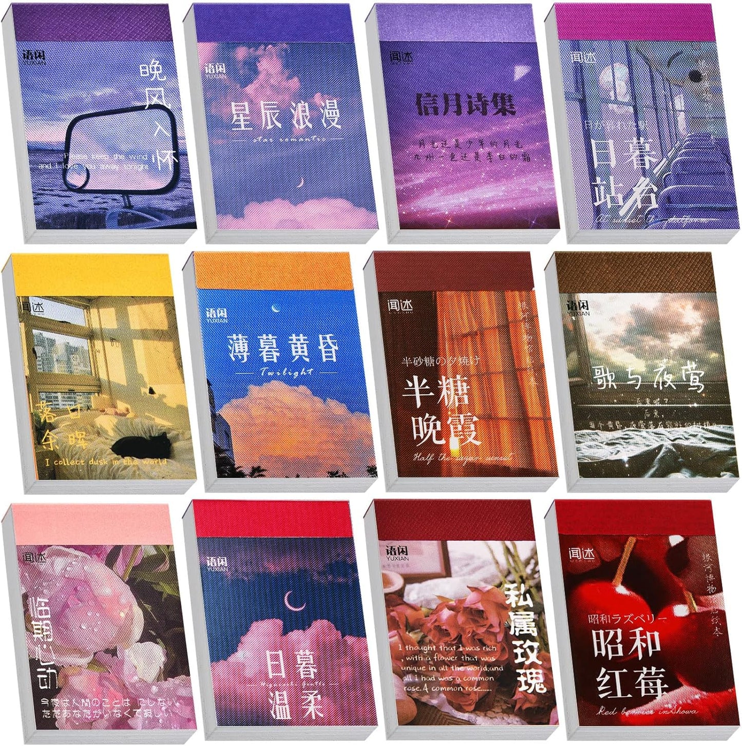 12 Set 600 Sheets Washi Sticker Set Quote Stickers for Scrapbooking Aesthetic Journaling Sticker Vintage Cute Washi Paper Sticker for Journaling Diary Planner Supplies (Classic Style)