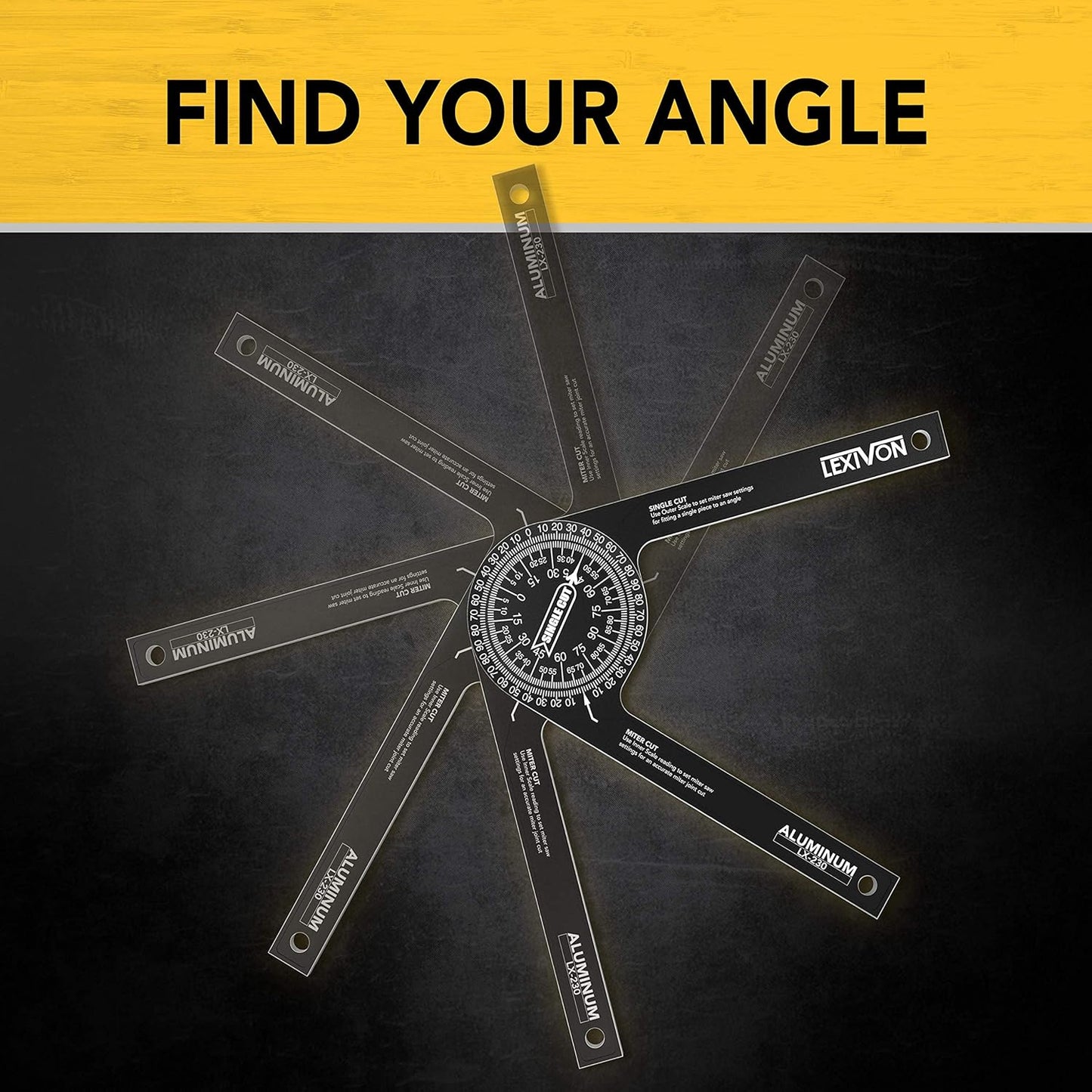 LEXIVON Aluminum Miter Saw Protractor | 7-Inch Rust Proof Angle Finder Featuring Precision Laser Engraved Scales (LX-230)