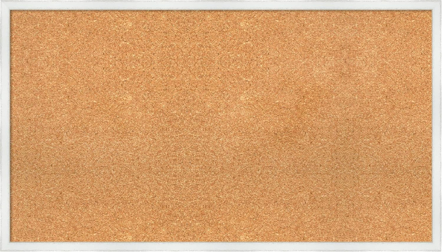 Amanti Art Natural Cork Board for Wall, 21x37 Vision Board with White Frame, Large Corkboard Office Decor for Home Organization, Country Rustic Corkboard Pinboard to Display Items for Home