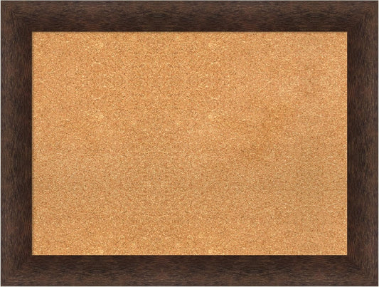 Amanti Art Natural Cork Board for Wall, 25x33 Vision Board with Brown Wood Frame, Medium Corkboard Office Decor for Home Organization, Casual Corkboard Pinboard to display items for home organization