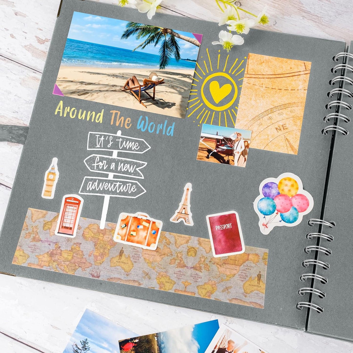 Bstorify Square Scrapbook Photo Albums 80 Pages (11 x 11 Inch) Grey Thick Paper, Hardcover, Ribbon Closure - Ideal for Your Scrapbooking Albums, Art & Craft Projects (Grey, 11 x 11 Inch)