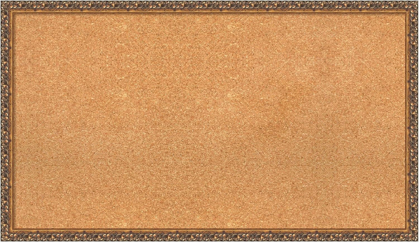 Amanti Art Natural Cork Board for Wall, 22x38 Vision Board with Bronze Frame, Large Corkboard Office Decor for Home Organization, Traditional Corkboard Pinboard to Display Items for Home Organization