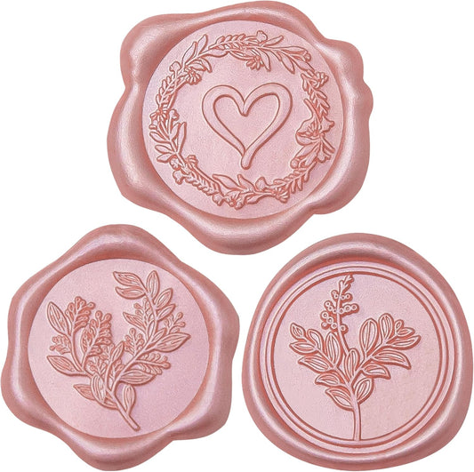 60 Pcs Rose Gold Wax Seal Stickers Self-Adhesive Envelope Seals Stamp Stickers, Perfect for Wedding Invitations Seating Chart Christmas Gift Wrapping 3 Designs in 1 Pack