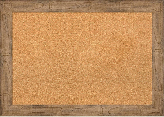Amanti Art Natural Cork Board for Wall, 20x28 Vision Board with Brown Wood Frame, Medium Corkboard Office Decor for Home Organization, Rustic Farmhouse Corkboard Pinboard to display items for home