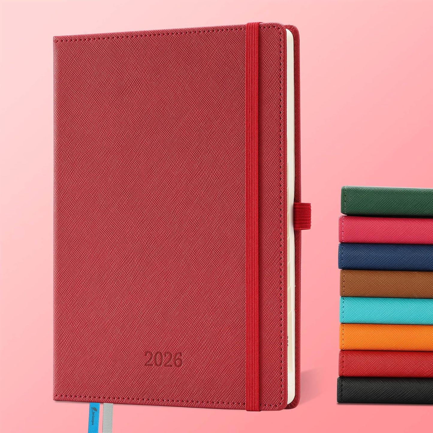IN-LUXPRO Weekly Monthly 2026 Planner (Jan.26-Dec.26),8.5"x6.5",12 Months Agenda Plan with Month Tabs & Pocket,Expenses/Note Pages, Appointment Book Calendar with Hardcover Vegan Leather Cover,Red