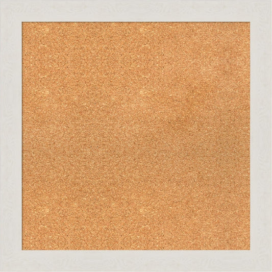 Amanti Art Natural Cork Board for Wall, 25x25 Vision Board with White Frame, Medium Corkboard Office Decor for Home Organization, Country Rustic Corkboard Pinboard to Display Items for Home