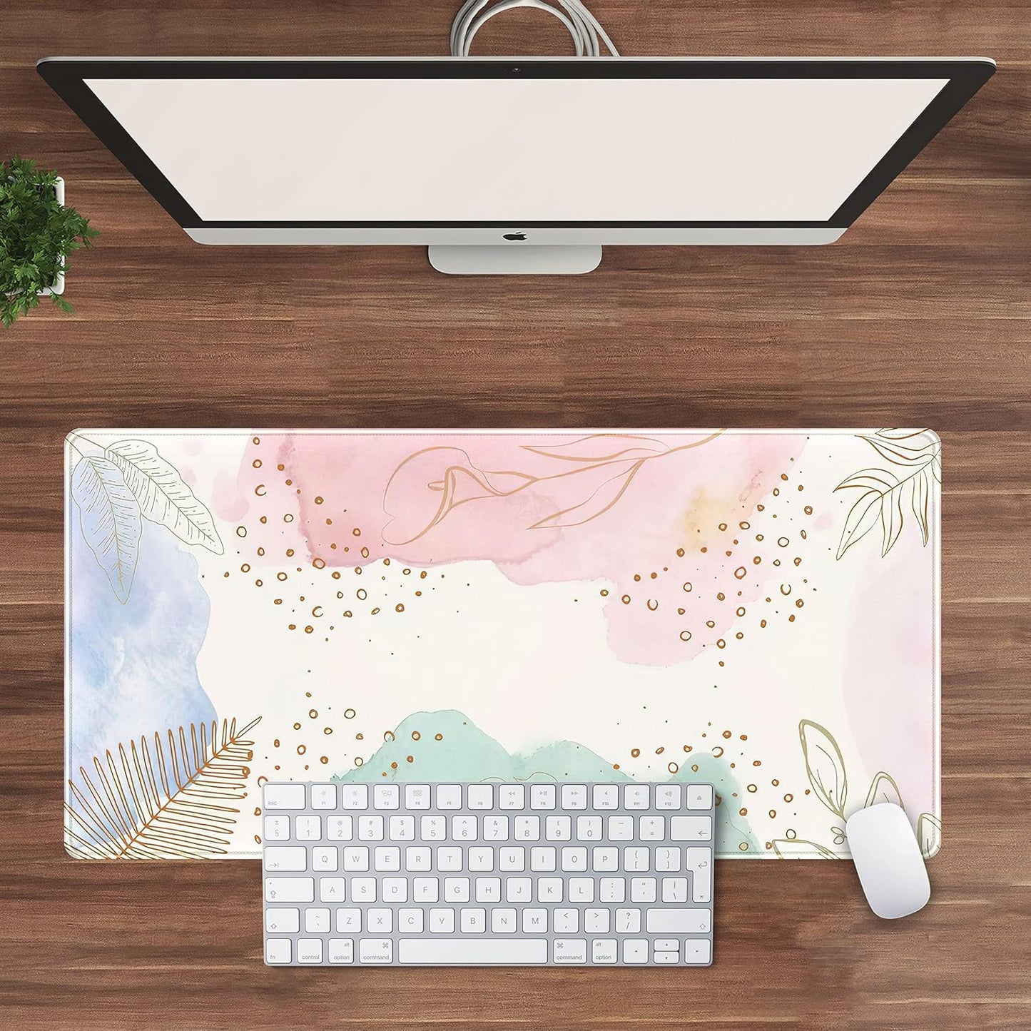 Boho Pastel Painting Mouse Pads, Abstract Mousepad XXL,Extended Mouse Pad for Keyboard & Wireless Mouse,Cute Large Desk Protector Mat Full Desk Gaming Mice Pad for Office Home 31.5x15.75 in
