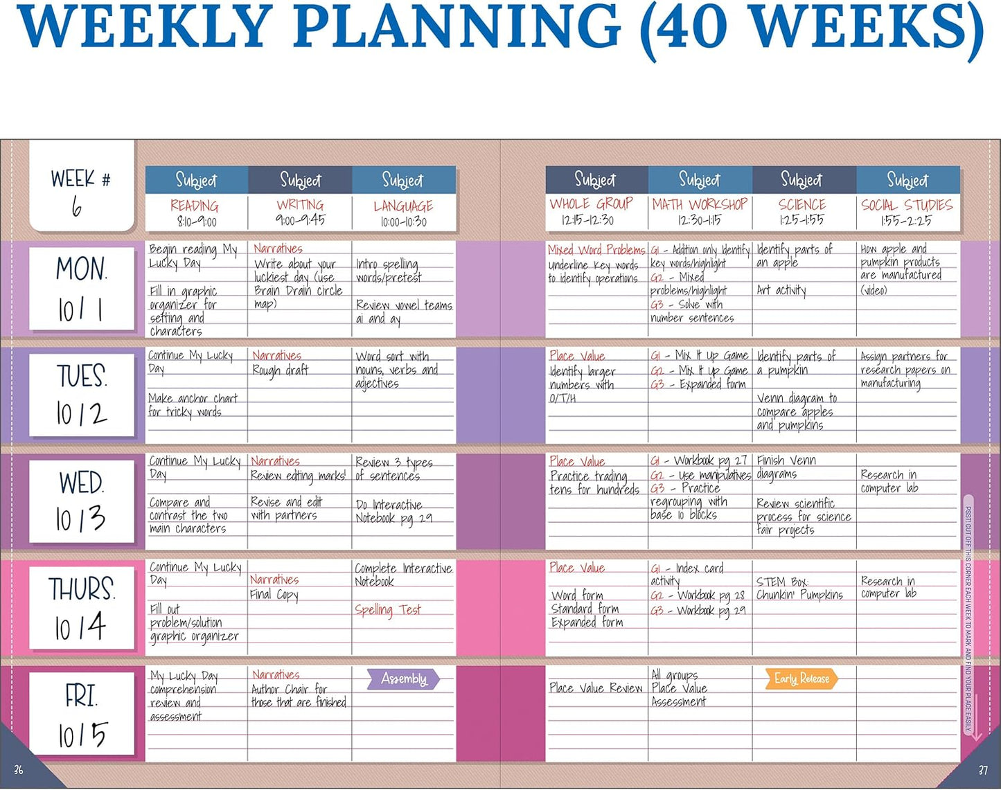 Carson Dellosa Crafty and Cool Teacher Planner 2025-2026, Undated 8" x 11" Lesson Plan Book With Stickers, Class Schedule, Weekly Calendar, Classroom Must Haves, Homeschool Essentials, School Supplies