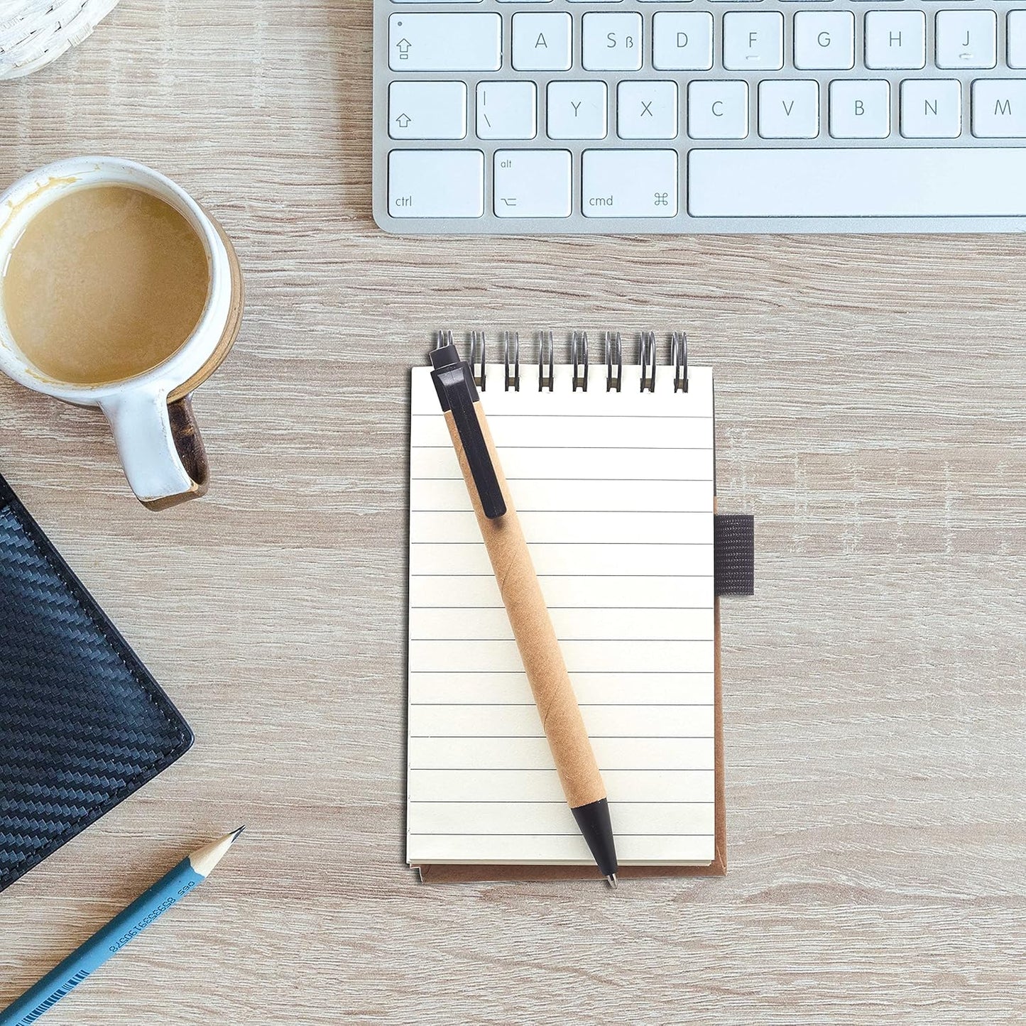 DISCOUNT PROMOS 50 Recyclable Spiral Small Notebooks Pack - Customizable Text, Logo - 60 Lined Pages - Black