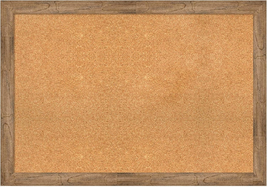 Amanti Art Natural Cork Board for Wall, 28x40 Vision Board with Brown Wood Frame, Large Corkboard Office Decor for Home Organization, Rustic Farmhouse Corkboard Pinboard to display items for home