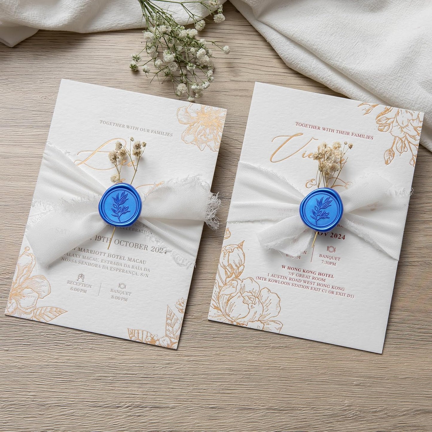 PONATIA Eucalyptus Wedding Invitation Envelope Seal Stickers, 50 Pcs Self- Adhesive Royal Blue Stickers, Perfect for Invitation, Envelopes, Christmas Cards, Gift Wrapping, Party Menu Décor