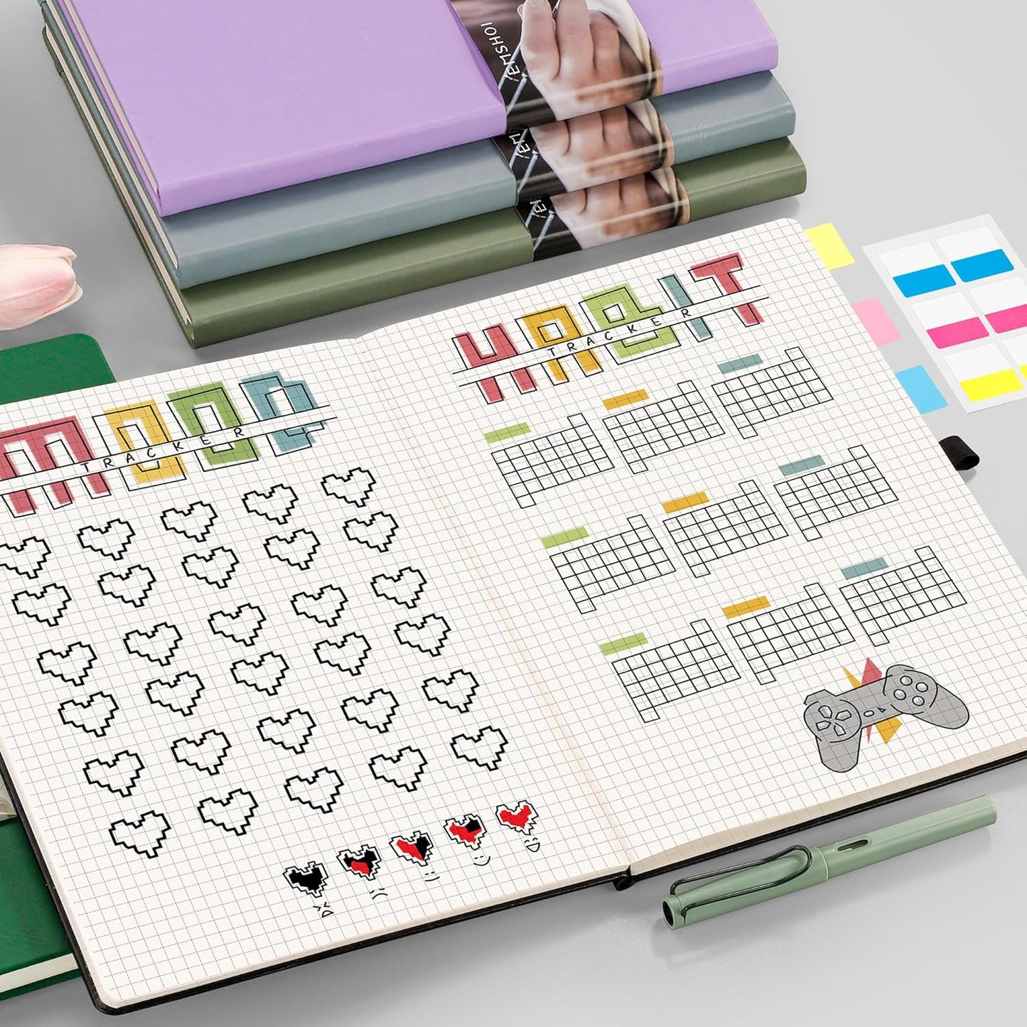 EMSHOI Graph Paper Notebook, 8.5" x 11" Hardcover Leather Journal for Women Men, 192 Pages 100 GSM Grid Paper A4 Large Journals for Writing, Graph Notebook for Work, Graphing, Engineering, Dark Green