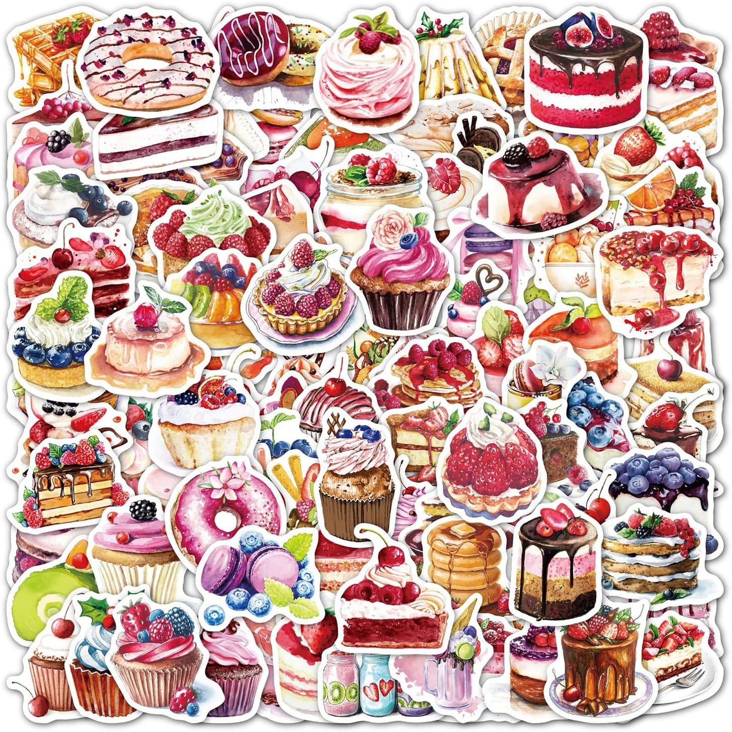 Cake Theme Stickers - MAXLEAF 100PCS Vintage Waterproof Stickers for Decoration Planner Phone Case Scrapbook Coffee Journals Decoration