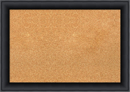 Amanti Art Natural Cork Board for Wall, 19x27 Vision Board with Black Wood Frame, Medium Corkboard Office Decor for Home Organization, Modern Contemporary Corkboard Pinboard to display items for home
