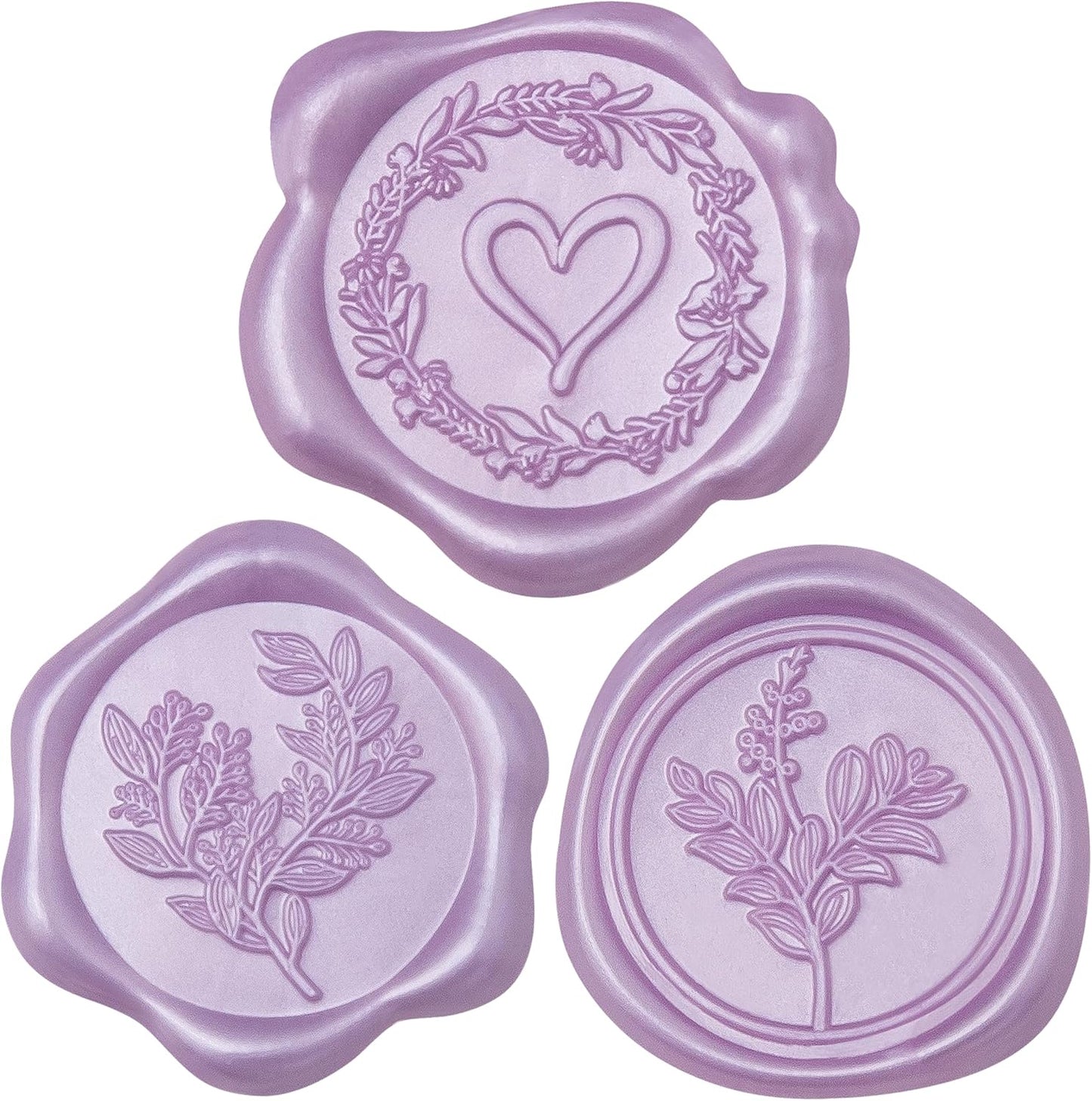 60 Pcs Lilac Wax Seal Stickers Self-Adhesive Envelope Seals Stamp Stickers, Perfect for Wedding Invitations Seating Chart Christmas Gift Wrapping 3 Designs in 1 Pack