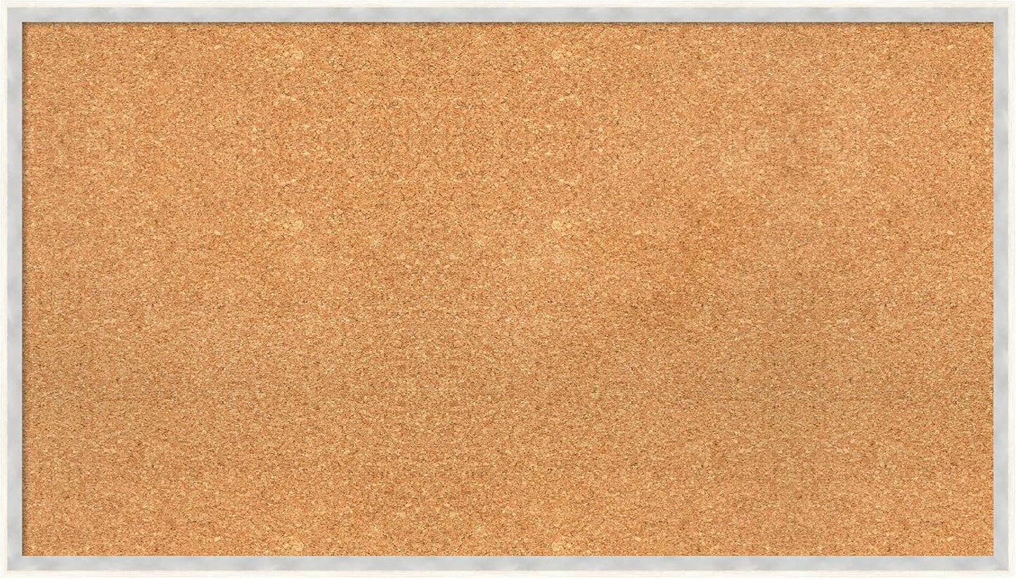 Amanti Art Natural Cork Board for Wall, 21x37 Vision Board with White Frame, Large Corkboard Office Decor for Home Organization, Modern Corkboard Pinboard to Display Items for Home Organization in