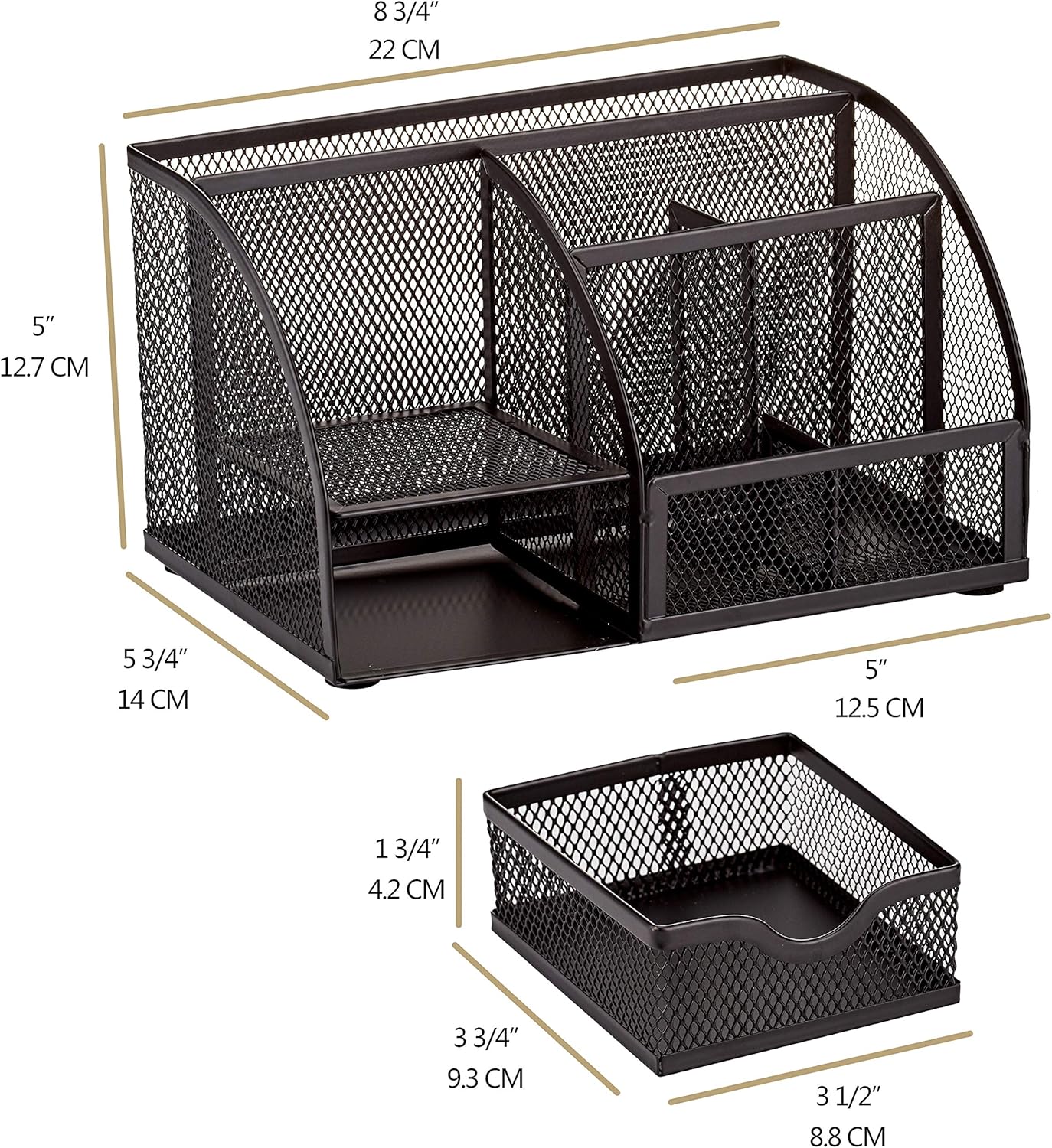 Annova Desk Organizer Wire Mesh 3 Tier Sliding Drawers Paper Sorter/Multifunctional/Premium Solid Construction for Letters, Documents, Mail, Files, Paper, Kids' Art Supplies (Gold)