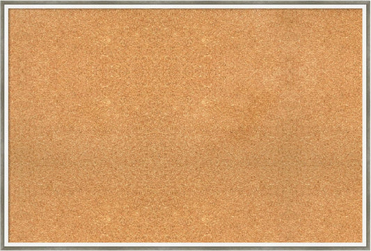 Amanti Art Natural Cork Board for Wall, 25x37 Vision Board with Silver Wood Frame, Large Corkboard Office Decor for Home Organization, Modern Contemporary Corkboard Pinboard to display items for home