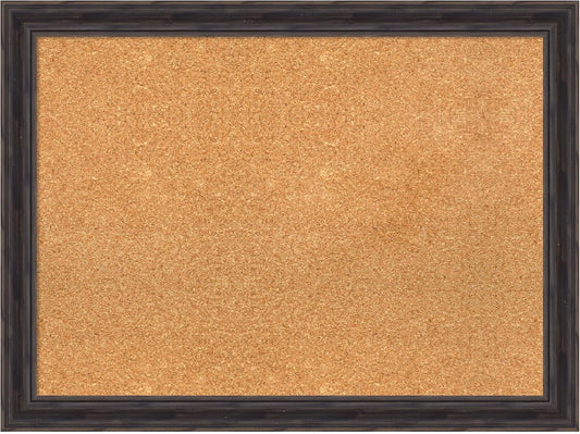 Amanti Art Natural Cork Board for Wall, 23x31 Vision Board with Brown Wood Frame, Medium Corkboard Office Decor for Home Organization, Rustic Farmhouse Corkboard Pinboard to display items for home