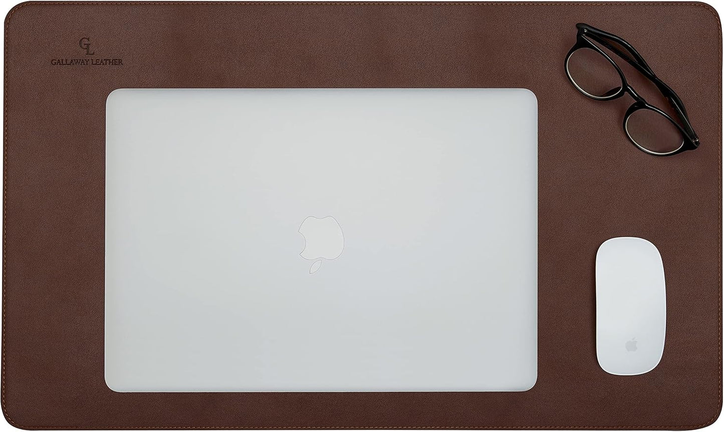 Gallaway Leather Desk Mat - Office Writing Pad, Medium 24" x 14" Dark Brown, Gift Ready Elegant Computer Desk Cover Protector