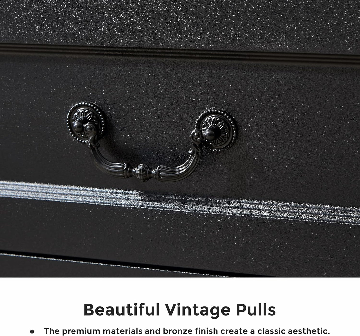 LIDYUK 5 Drawer Dresser for Bedroom Farmhouse Black Wood Chest of Drawers for Bedroom Dresser, Rustic 46" Tall Wide Drawers Dressers Wooden Closet Storage Cabinet, Hallway, Living Room