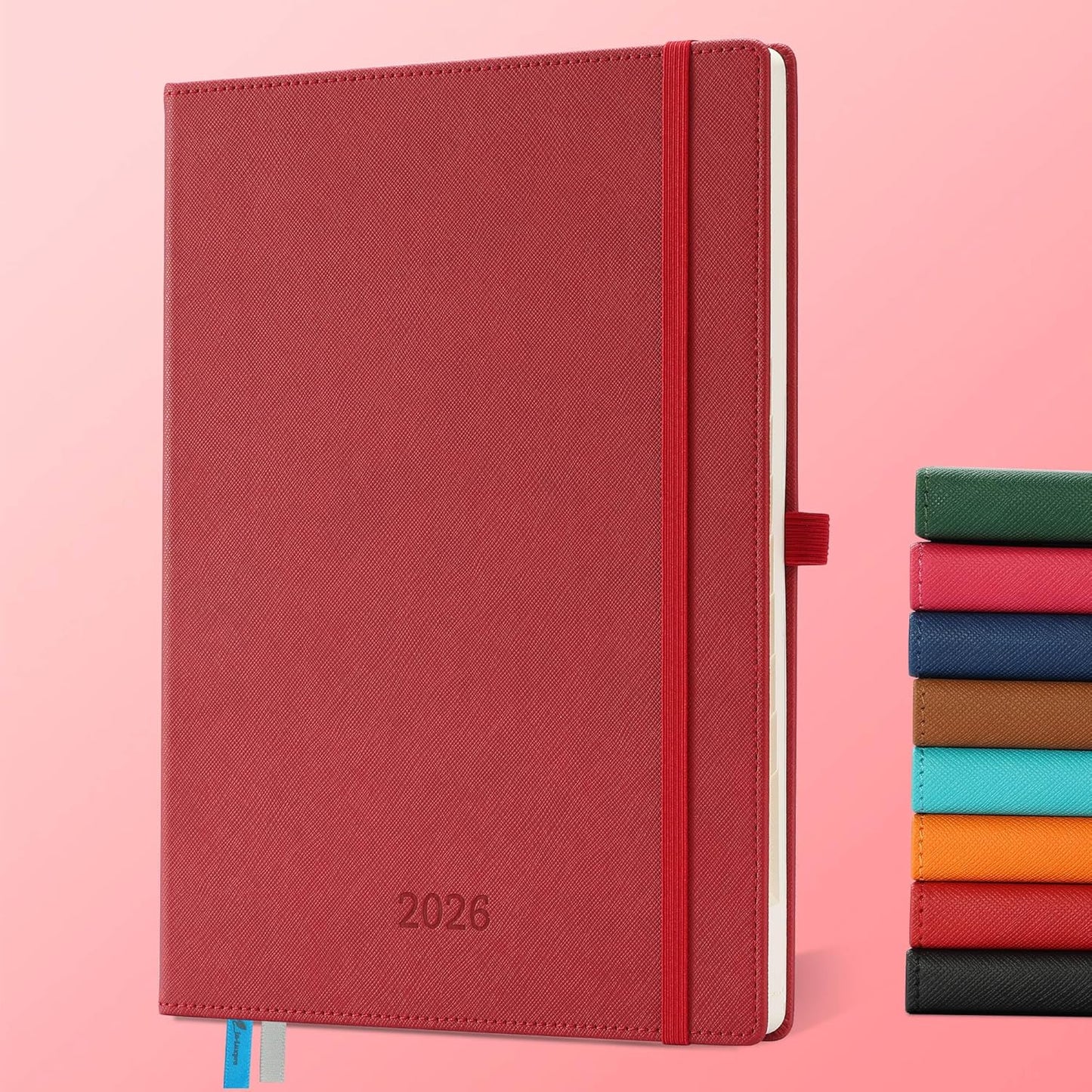 Weekly Monthly 2026 Planner (Jan.26-Dec.26),11.5"x8.5",12 Months Agenda Plan with Month Tabs & Pocket,Expenses/Note Pages, Appointment Book Calendar with Hardcover Vegan Leather Cover,Red
