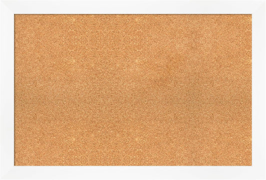 Amanti Art Natural Cork Board for Wall, 25x37 Vision Board with White Frame, Large Corkboard Office Decor for Home Organization, Modern Corkboard Pinboard to Display Items for Home Organization in