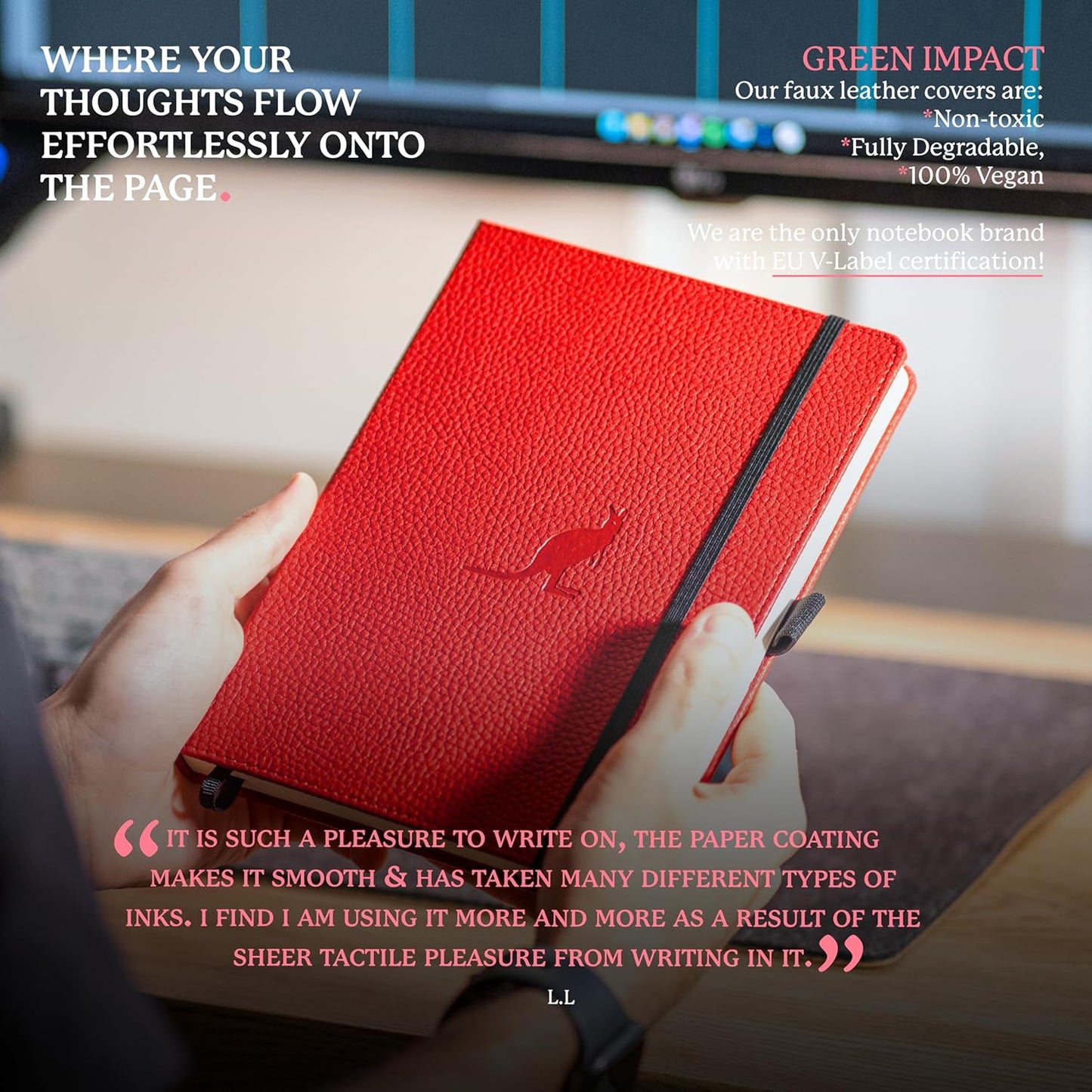 Dingbats A5 Wildlife Notebook Journal Hardcover, Cream 100gsm Ink-Proof Paper, 6.1 x 8.5 inches, 192 pages (Red Kangaroo, Lined)