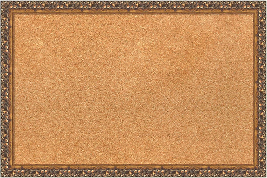 Amanti Art Natural Cork Board for Wall, 16x24 Vision Board with Bronze Frame, Small Corkboard Office Decor for Home Organization, Traditional Corkboard Pinboard to Display Items for Home Organization