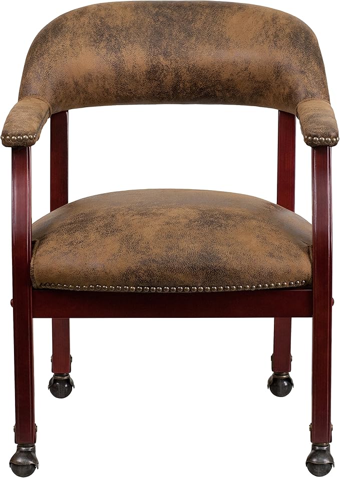 EMMA + OLIVER Bomber Jacket Brown Luxurious Conference Chair with Casters