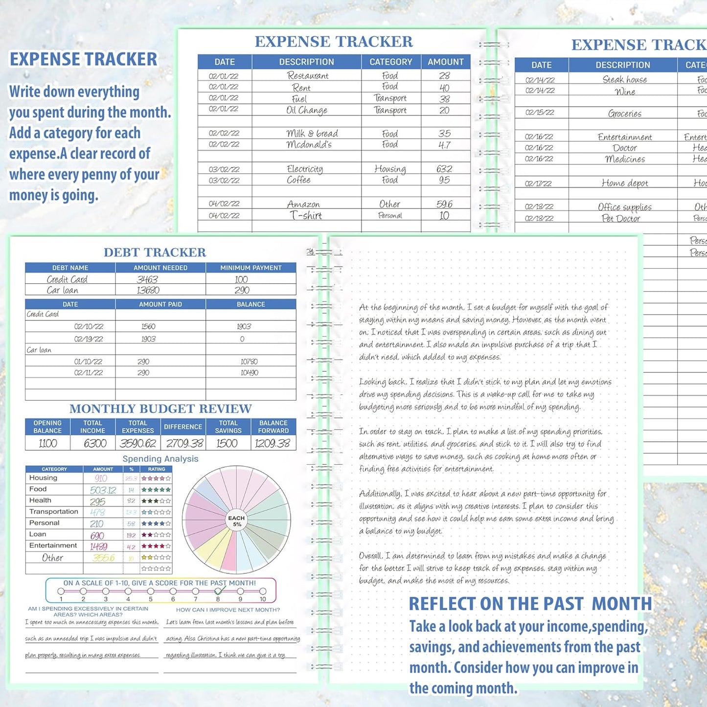 Budget Planner - Monthly Finance Organizer with Expense Tracker Notebook to Manage Your Money Effectively, Undated Finance Planner/Account Book, Start Anytimem,A5(8.6x5.9 inchs),100gsm Paper - Green