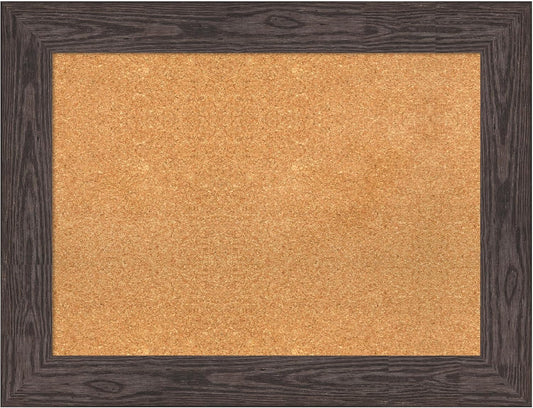 Amanti Art Natural Cork Board for Wall, 26x34 Vision Board with Black Wood Frame, Medium Corkboard Office Decor for Home Organization, Rustic Farmhouse Corkboard Pinboard to display items for home