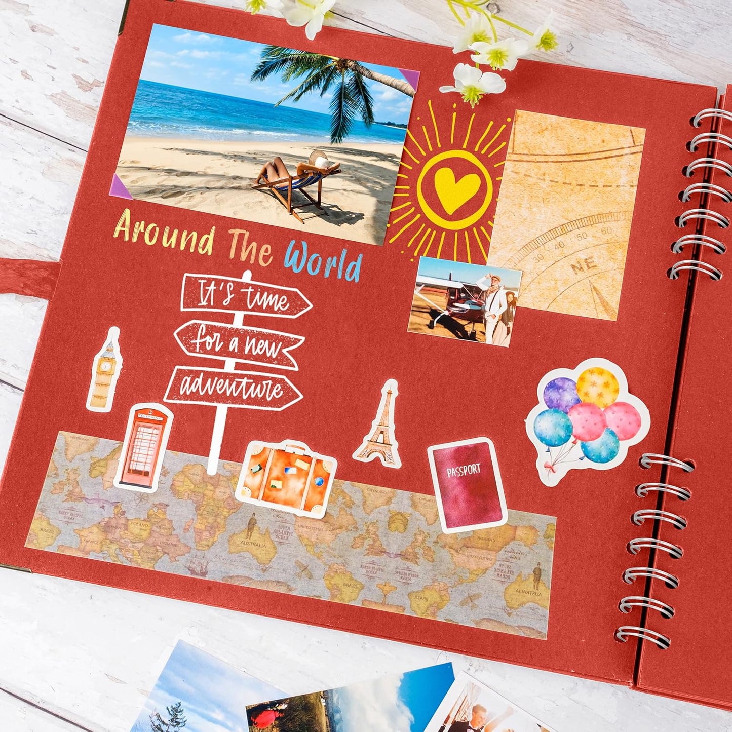 Bstorify Square Scrapbook Photo Albums 80 Pages (11 x 11 Inch) Red Thick Paper, Hardcover, Ribbon Closure - Ideal for Your Scrapbooking Albums, Art & Craft Projects (Red, 11 x 11 Inch)