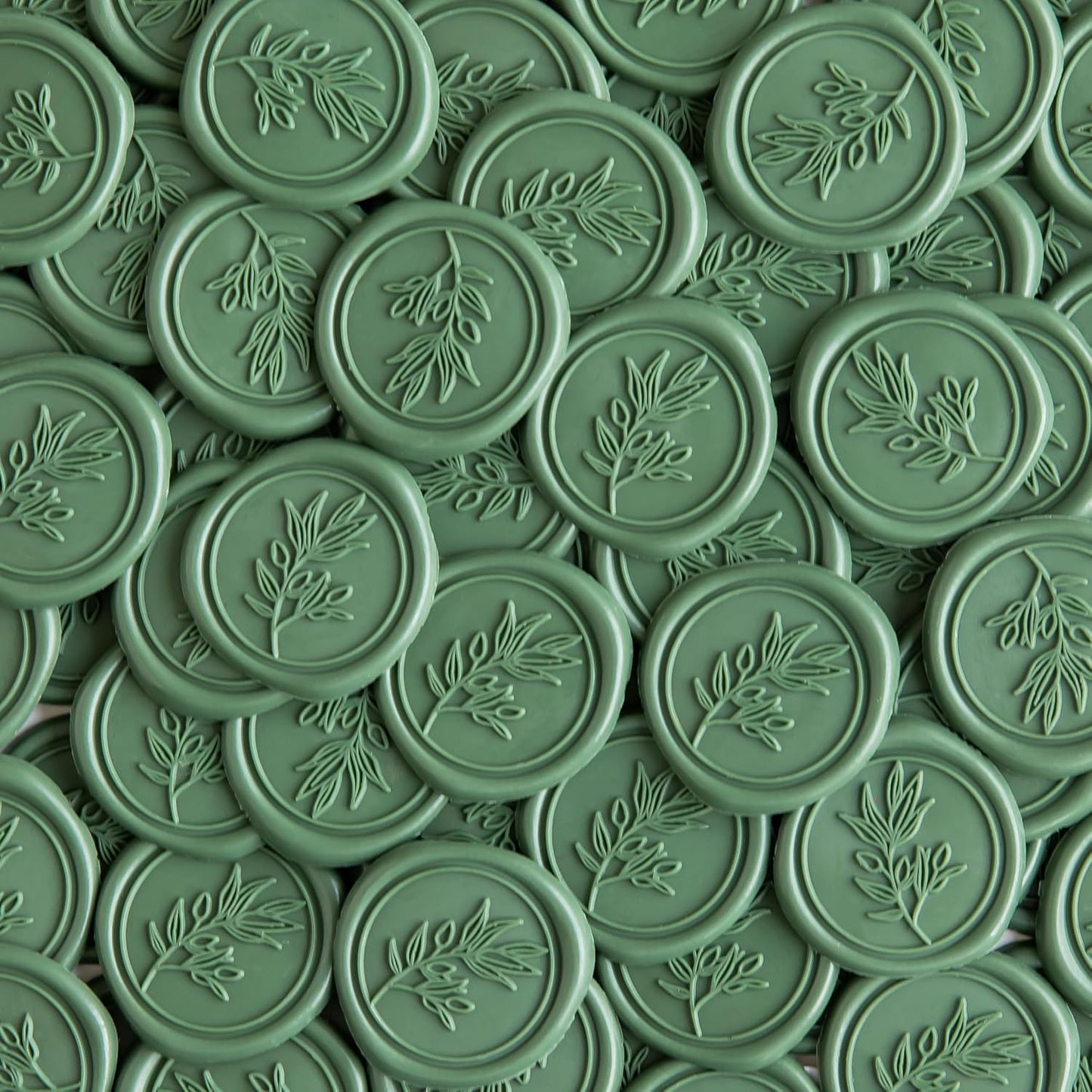 PONATIA Olive Green Wax Seal Stickers - 50 Pcs Self- Adhesive Wedding Envelopes Seal Stickers, Perfect for Invitation, Christmas Cards, Gift Wrapping, Party Menu Décor