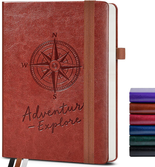 Blank Journal Notebook for Women Men,160 Pages,Inner Pocket,A5 Hardcover Sketchbook for Drawing, Sketch book, Unlined Notebooks for School,Work,Travel Journals for Writing 5.8"x8.5" (Brown)