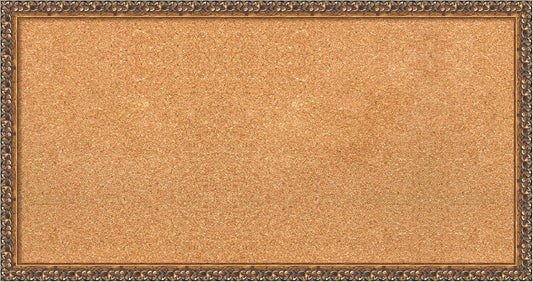 Amanti Art Natural Cork Board for Wall, 18x34 Vision Board with Bronze Frame, Medium Corkboard Office Decor for Home Organization, Traditional Corkboard Pinboard to Display Items for Home