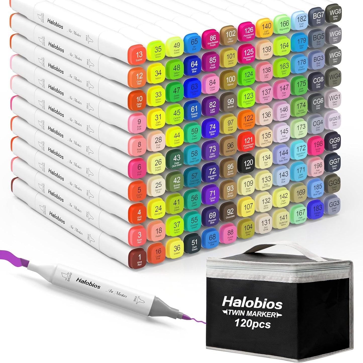 120 Colors Alcohol Markers Set, Dual Tip Fine & Chisel Drawing Markers Alcohol Marker with Case, Marker for Adults Kids Coloring Artists Drawing Sketching Card Making and Illustration