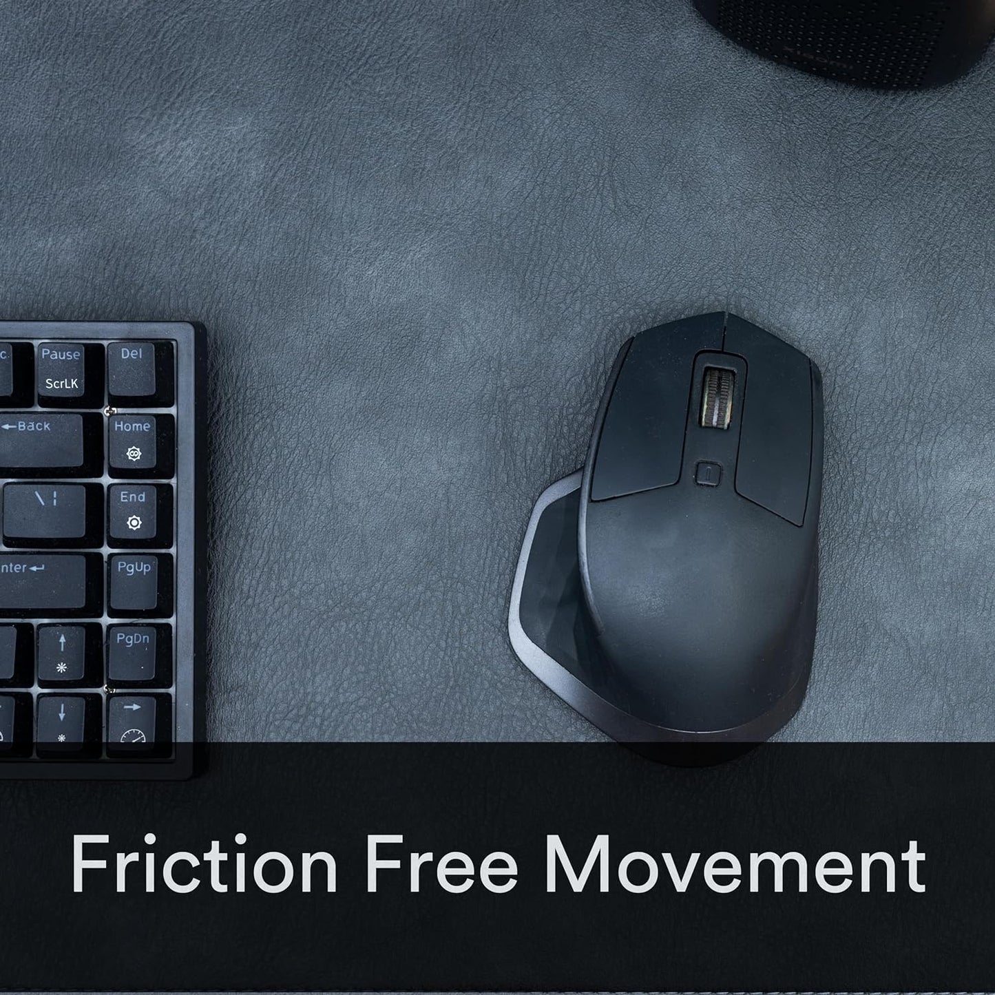 Premium Distressed Faux Vegan Leather Desk Mat | Multifunctional Desk Pad for Home Office | (Black/Grey, 12" x 36")