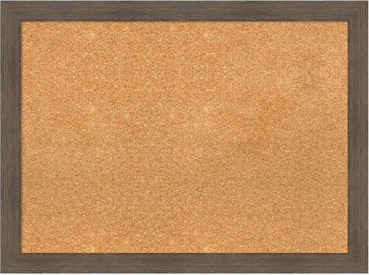 Amanti Art Natural Cork Board for Wall, 23x31 Vision Board with Brown Wood Frame, Medium Corkboard Office Decor for Home Organization, Rustic Farmhouse Corkboard Pinboard to display items for home