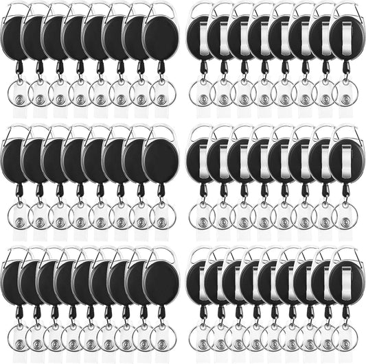 Simetufy 50Pcs Badge Holders, Heavy Duty Keychain, Retractable Badge Reels with Carabiner, Clips with 26" Cord, Key Ring