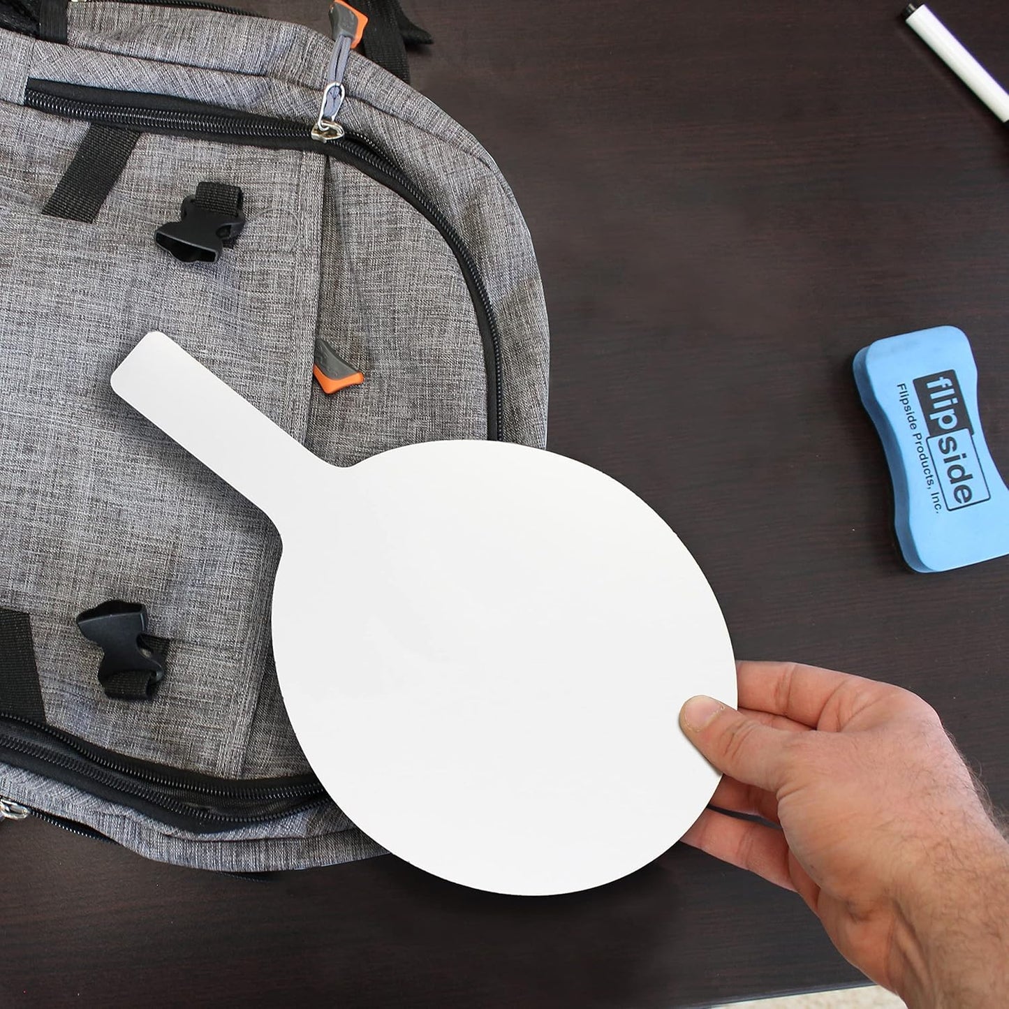 Flipside Products Oval Dry Erase Answer Paddles w/Black Dry Erase Marker and Erasers, Auction, Handheld Whiteboard, Handle Response Board, 36 Pieces, Set of 12